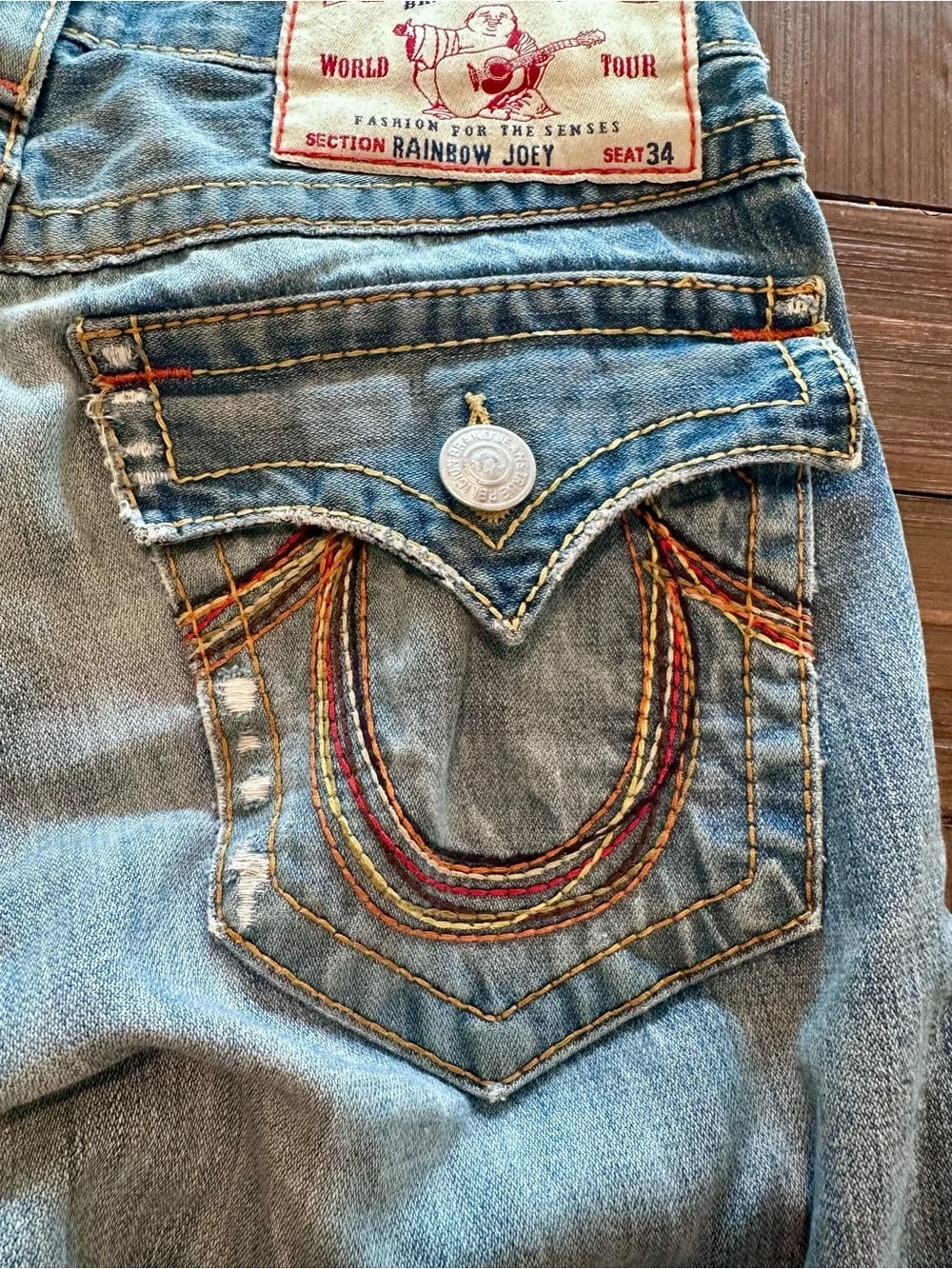 True Religion Rainbow Joey World Tour Jeans Made USA Vintage Y2K